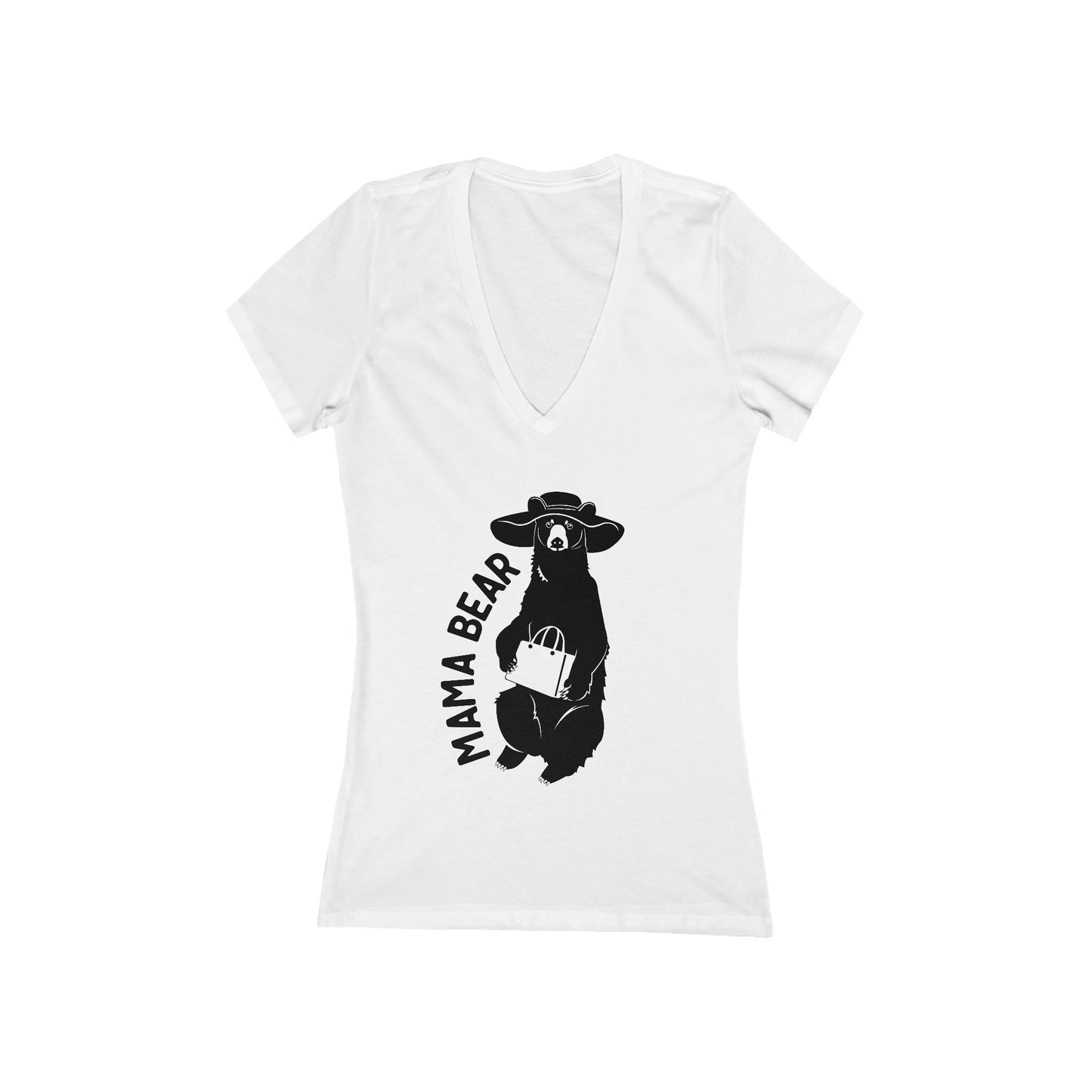 Women's Babydoll V-Neck Family T-shirt - Mama Bear White
