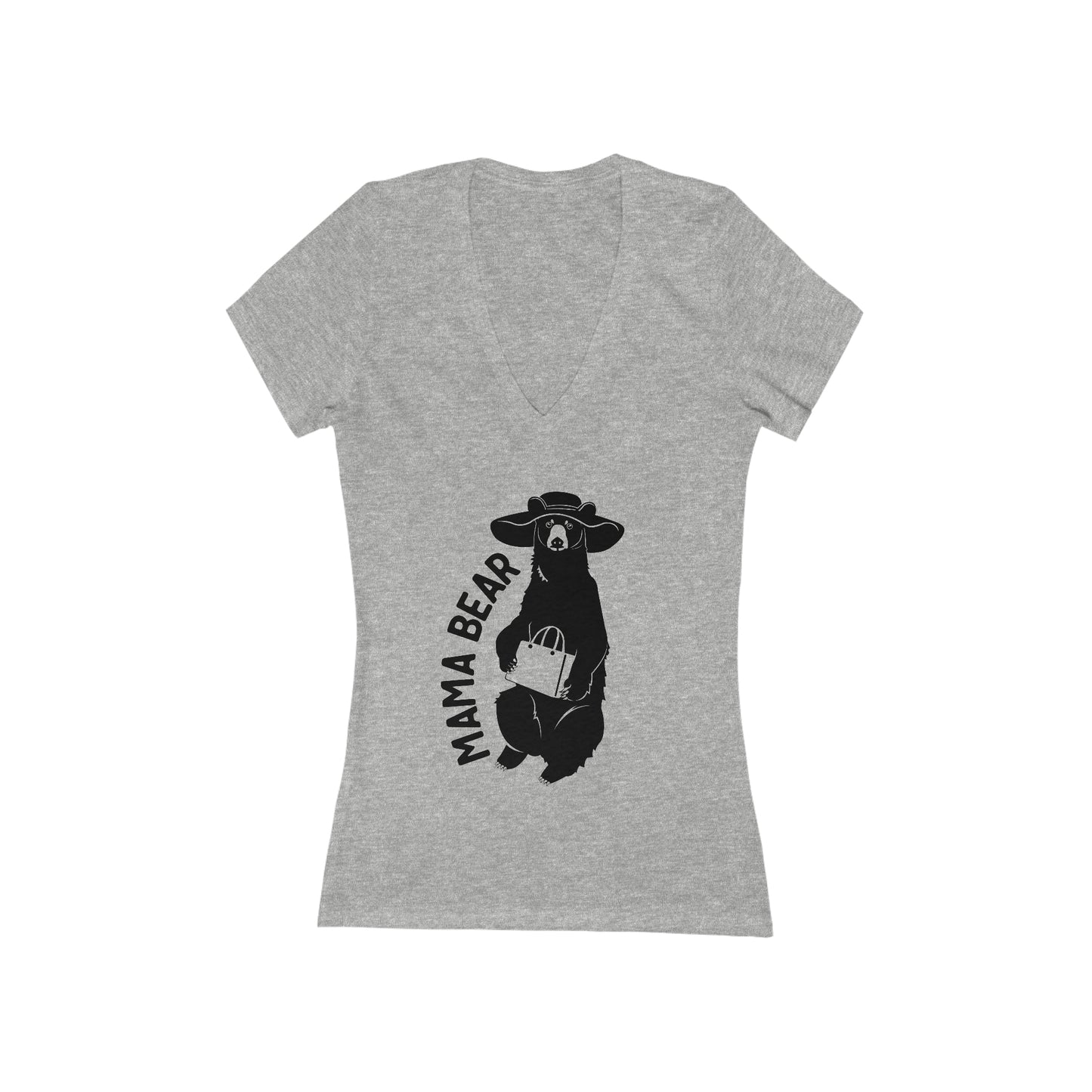 Women's Babydoll V-Neck Family T-shirt - Mama Bear Gray