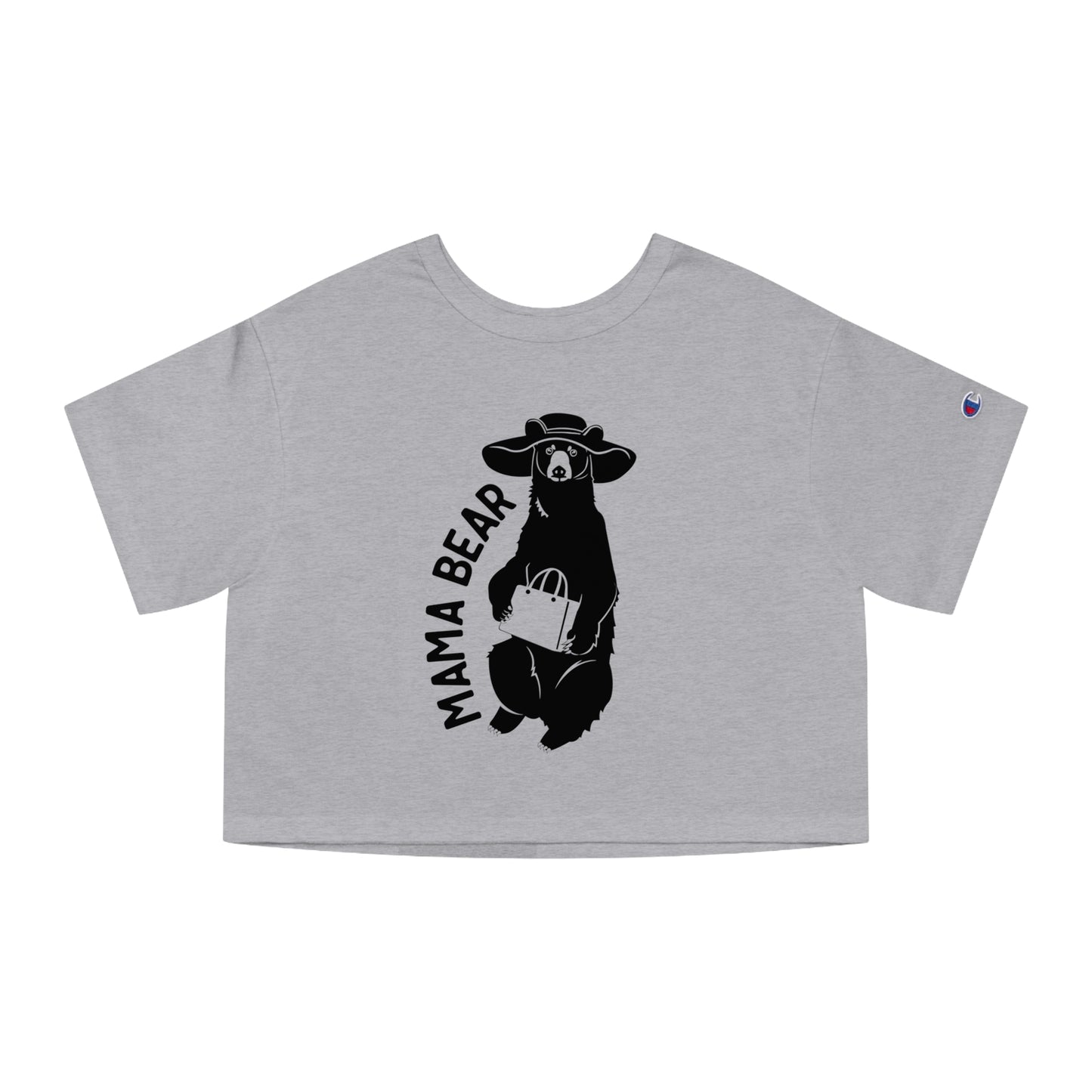 Women's Crop Family T-Shirt Mama Bear Gray (Champion Brand)