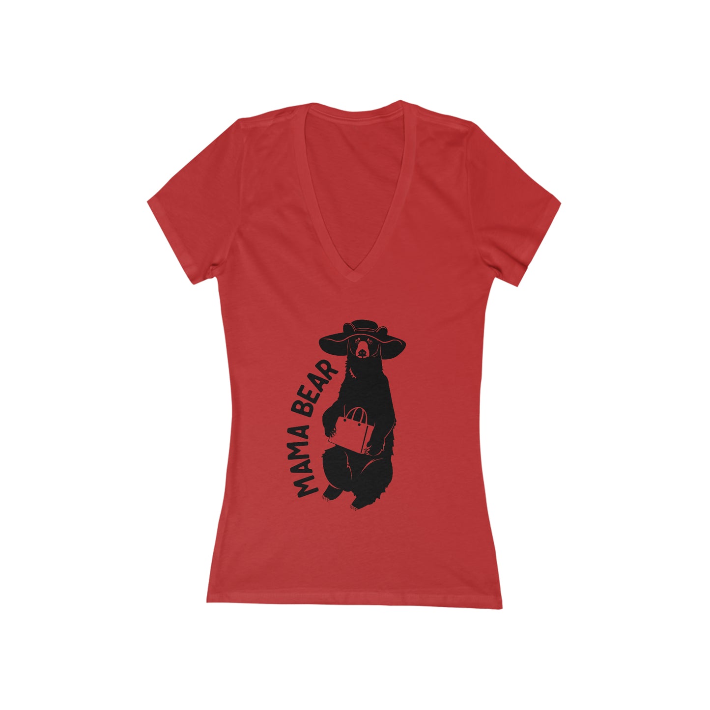 Women's Babydoll V-Neck Family T-shirt - Mama Bear Red